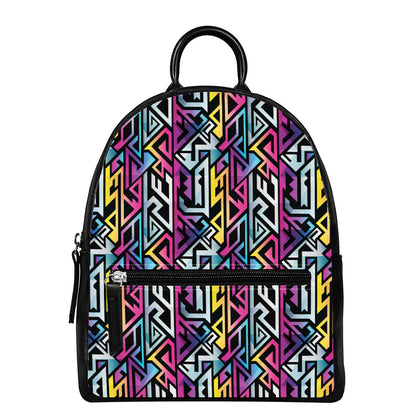 Colorful Geometric Tribal Pattern Print Leather Backpack