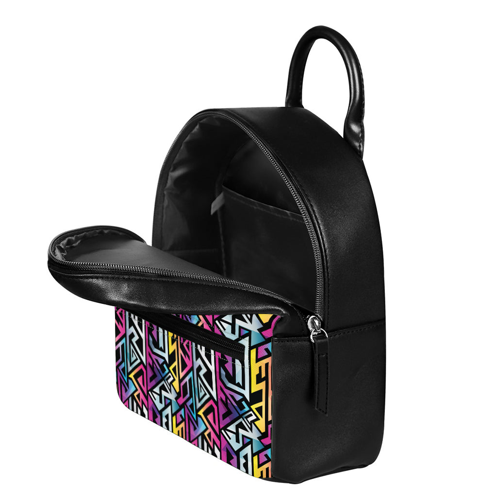 Colorful Geometric Tribal Pattern Print Leather Backpack