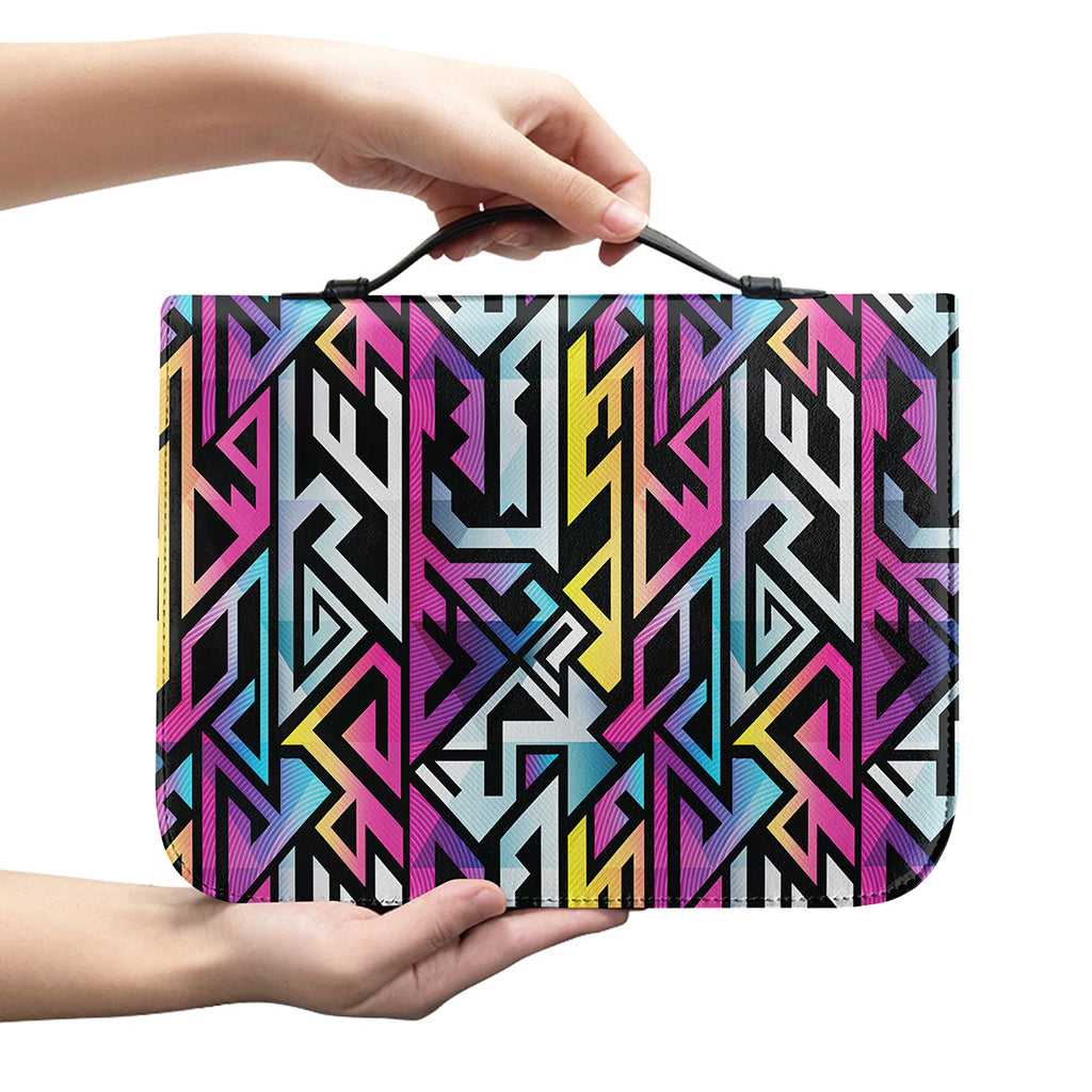 Colorful Geometric Tribal Pattern Print Leather Bible Cover