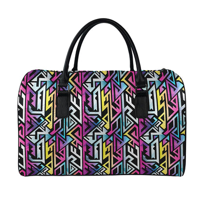 Colorful Geometric Tribal Pattern Print Leather Duffle Bag