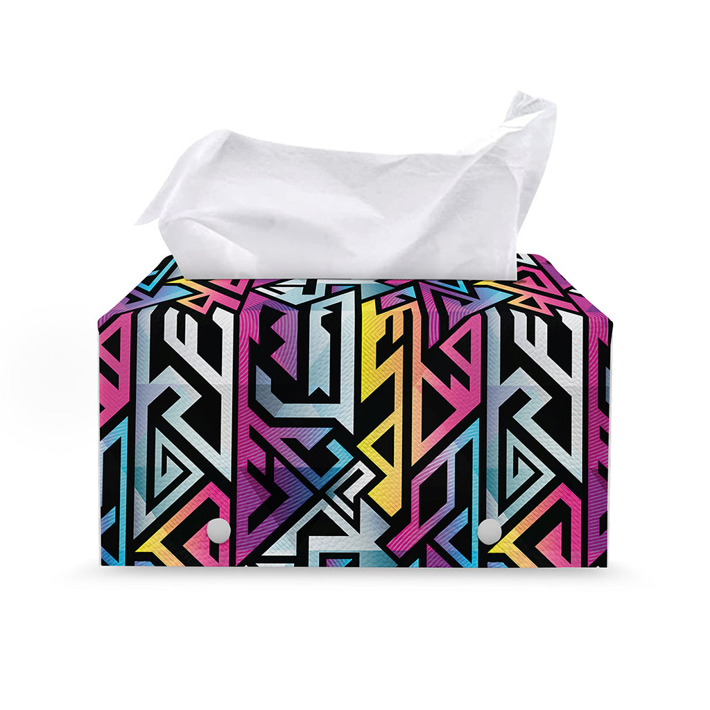 Colorful Geometric Tribal Pattern Print Leather Tissue Box Cover