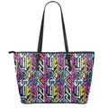 Colorful Geometric Tribal Pattern Print Leather Tote Bag With Zipper