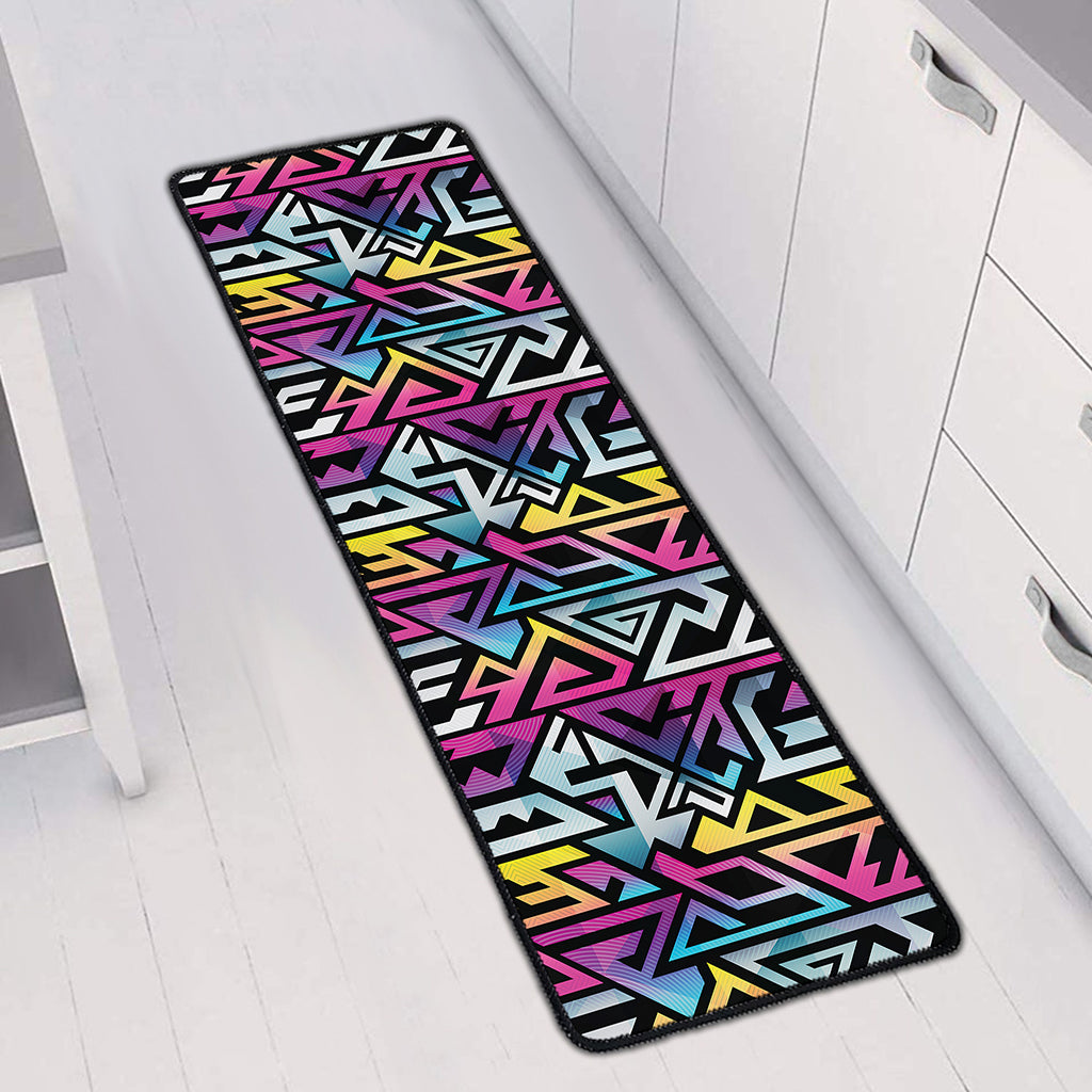 Colorful Geometric Tribal Pattern Print Long Kitchen Mat
