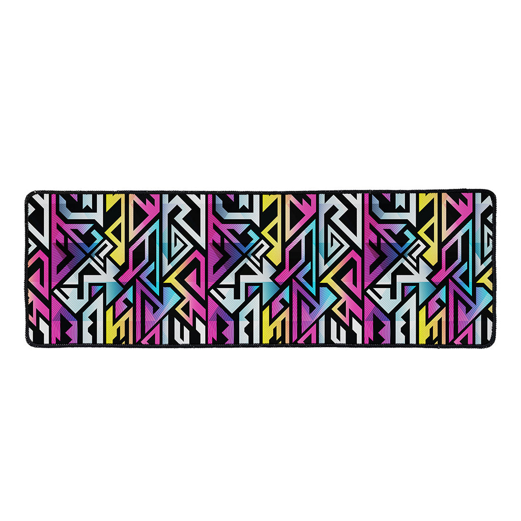 Colorful Geometric Tribal Pattern Print Long Kitchen Mat