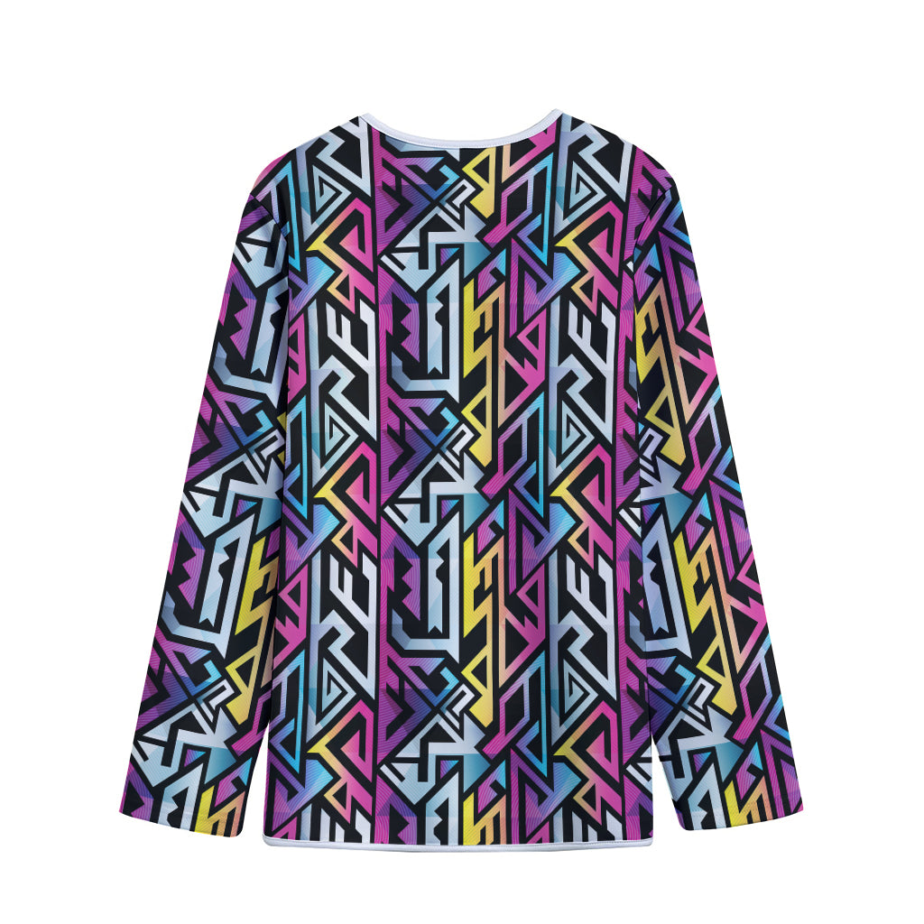 Colorful Geometric Tribal Pattern Print Long Sleeve Short Coat