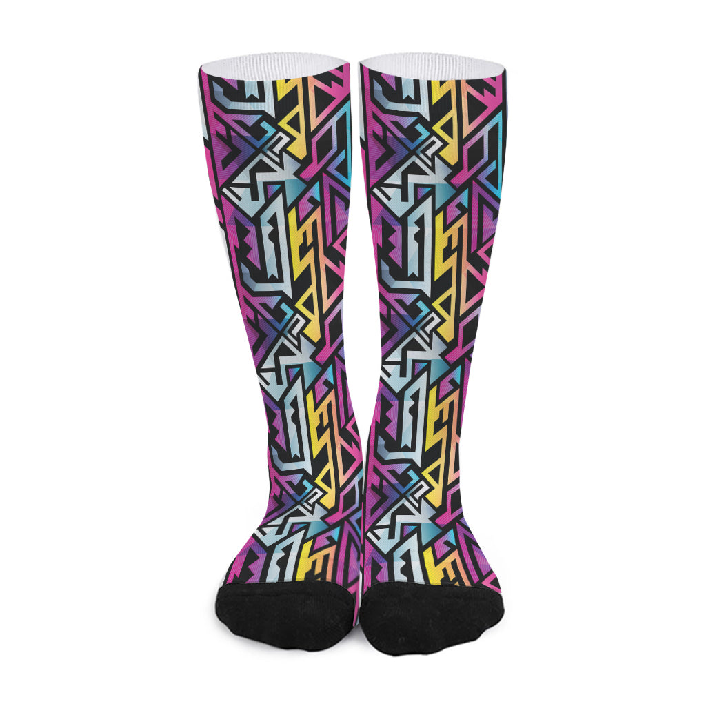 Colorful Geometric Tribal Pattern Print Long Socks