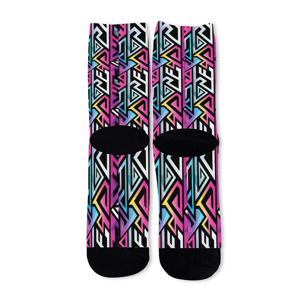 Colorful Geometric Tribal Pattern Print Long Socks