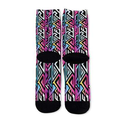 Colorful Geometric Tribal Pattern Print Long Socks