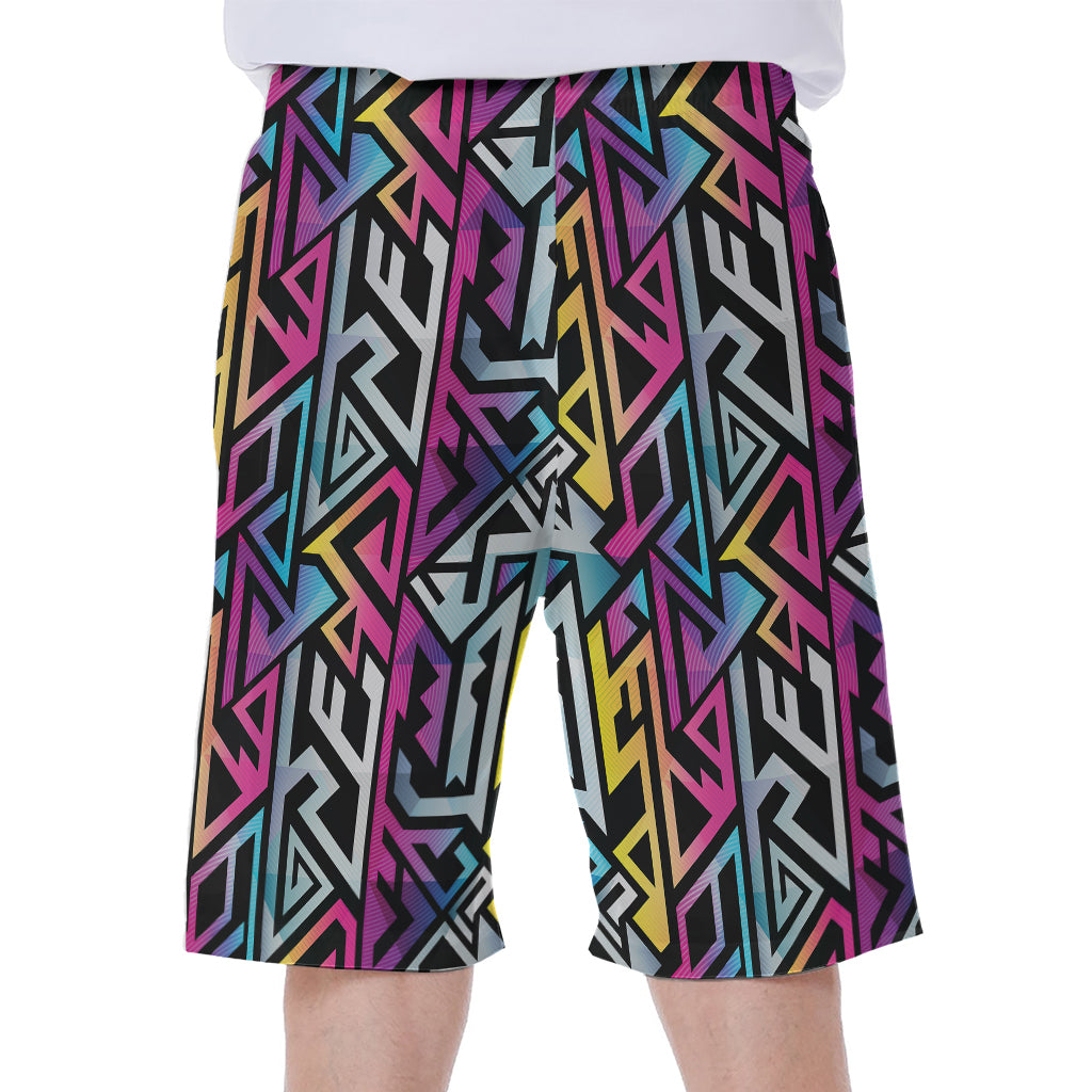 Colorful Geometric Tribal Pattern Print Men's Beach Shorts