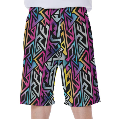 Colorful Geometric Tribal Pattern Print Men's Beach Shorts