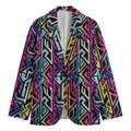 Colorful Geometric Tribal Pattern Print Men's Blazer