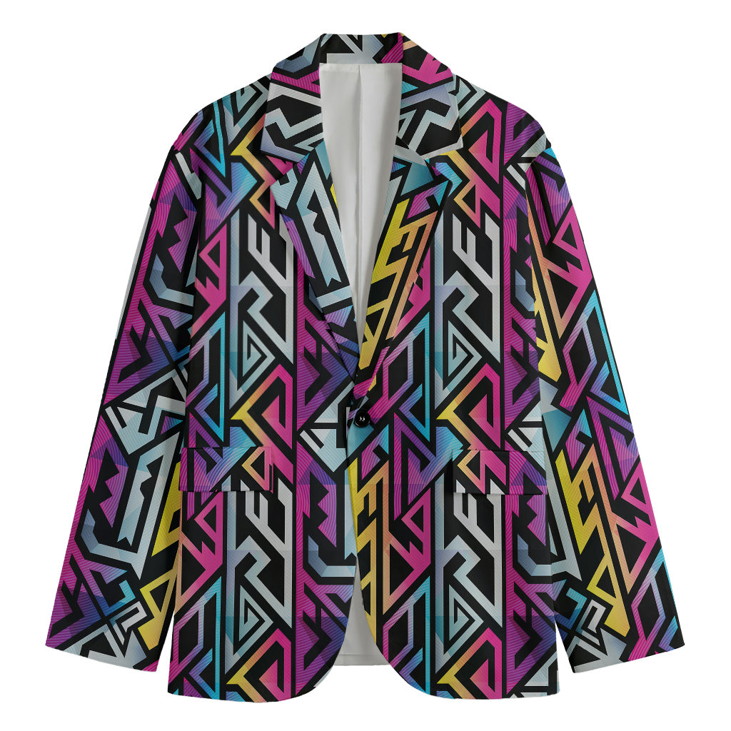 Colorful Geometric Tribal Pattern Print Men's Blazer
