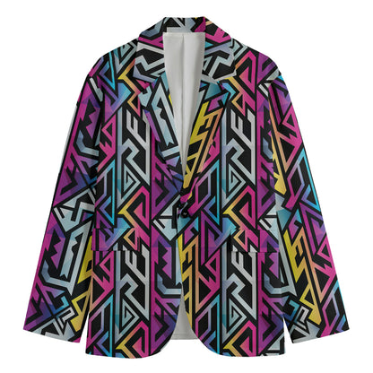 Colorful Geometric Tribal Pattern Print Men's Blazer