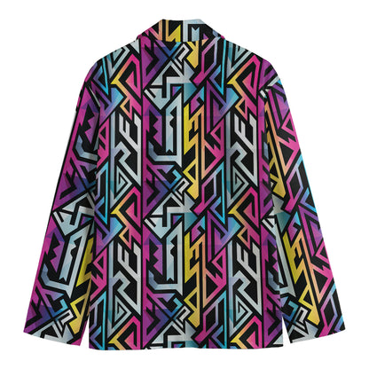 Colorful Geometric Tribal Pattern Print Men's Blazer