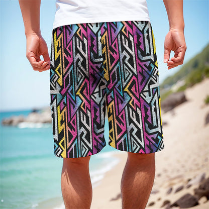 Colorful Geometric Tribal Pattern Print Men's Cargo Shorts