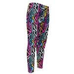 Colorful Geometric Tribal Pattern Print Men's Compression Pants