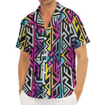 Colorful Geometric Tribal Pattern Print Men's Deep V-Neck Shirt
