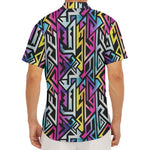 Colorful Geometric Tribal Pattern Print Men's Deep V-Neck Shirt