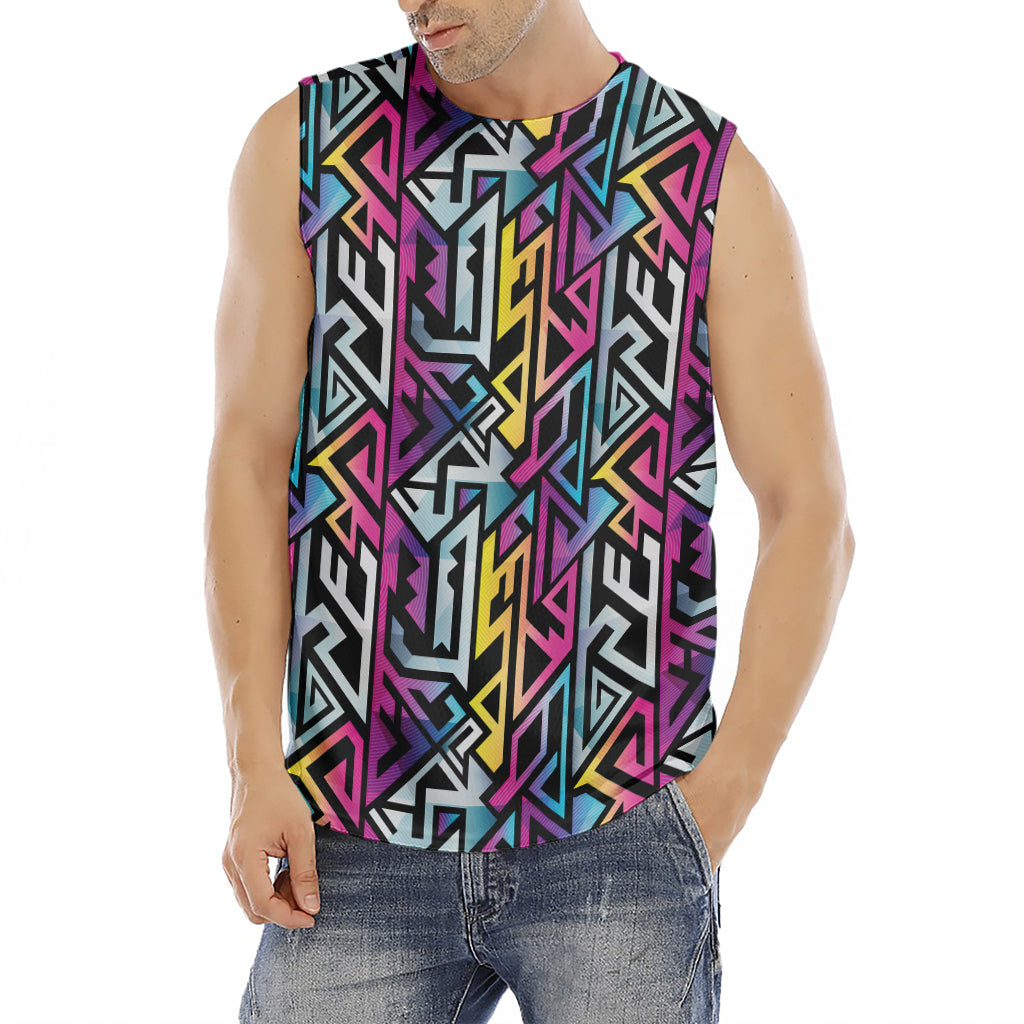 Colorful Geometric Tribal Pattern Print Men's Fitness Tank Top