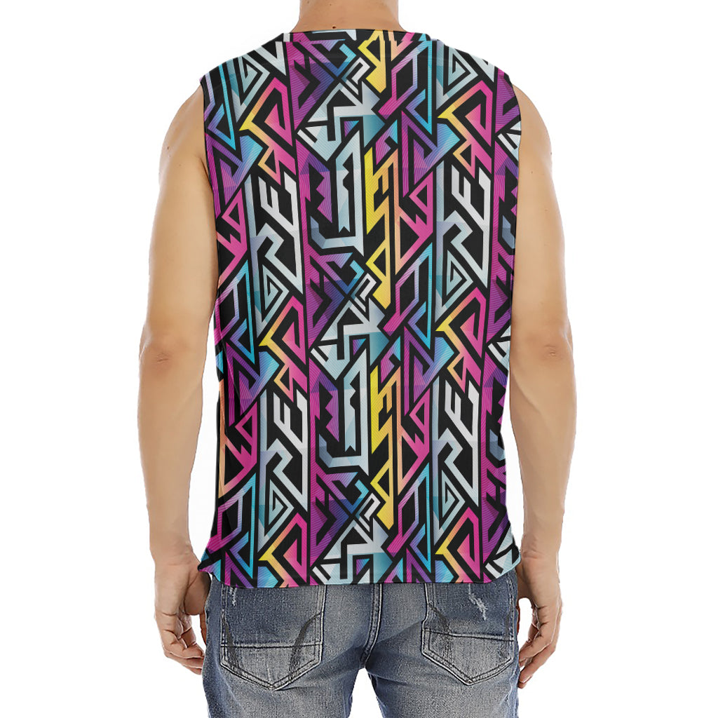 Colorful Geometric Tribal Pattern Print Men's Fitness Tank Top