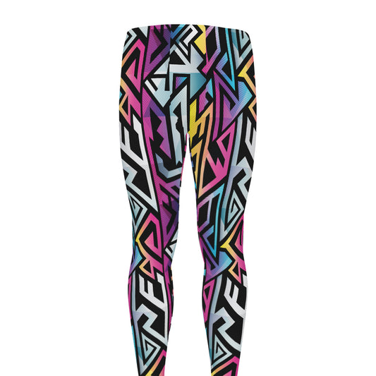 Colorful Geometric Tribal Pattern Print Men's leggings