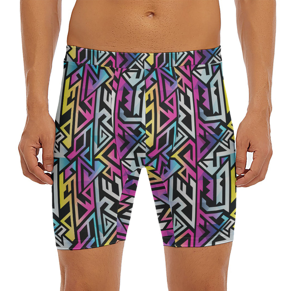 Colorful Geometric Tribal Pattern Print Men's Long Boxer Briefs