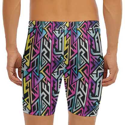 Colorful Geometric Tribal Pattern Print Men's Long Boxer Briefs