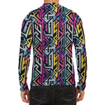 Colorful Geometric Tribal Pattern Print Men's Long Sleeve Rash Guard