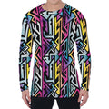 Colorful Geometric Tribal Pattern Print Men's Long Sleeve T-Shirt