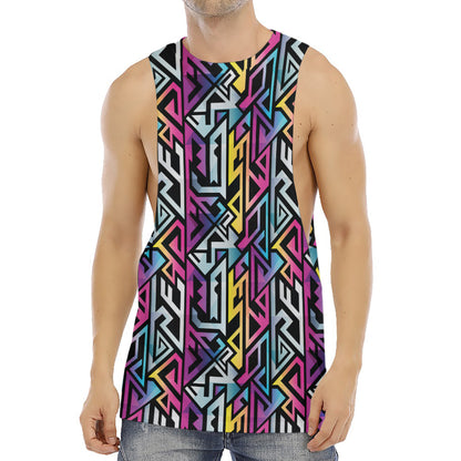Colorful Geometric Tribal Pattern Print Men's Muscle Tank Top