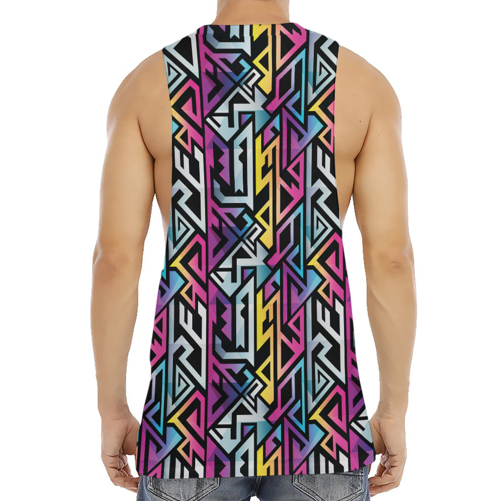 Colorful Geometric Tribal Pattern Print Men's Muscle Tank Top