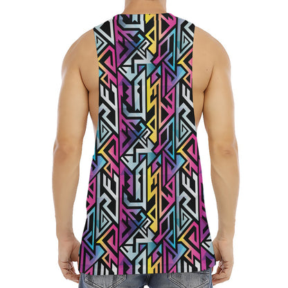 Colorful Geometric Tribal Pattern Print Men's Muscle Tank Top