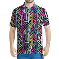 Colorful Geometric Tribal Pattern Print Men's Polo Shirt