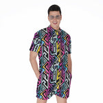 Colorful Geometric Tribal Pattern Print Men's Rompers