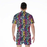Colorful Geometric Tribal Pattern Print Men's Rompers