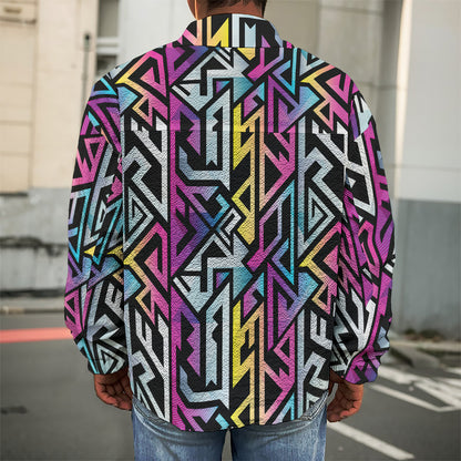Colorful Geometric Tribal Pattern Print Men's Shirt Jacket