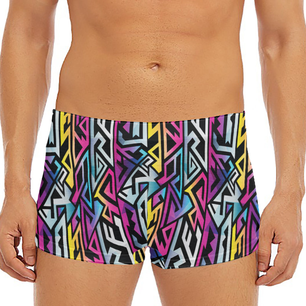 Colorful Geometric Tribal Pattern Print Men's Short Boxer Briefs