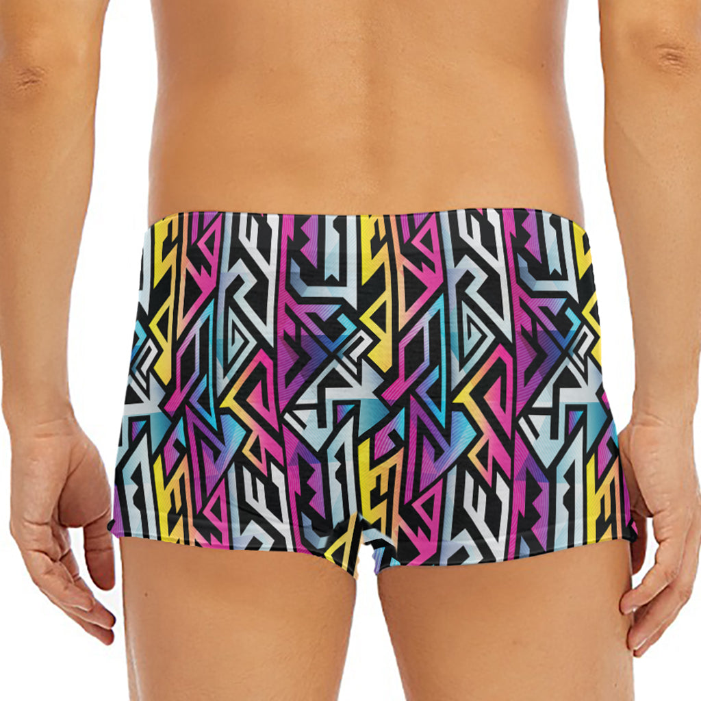 Colorful Geometric Tribal Pattern Print Men's Short Boxer Briefs