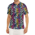 Colorful Geometric Tribal Pattern Print Men's Short Sleeve Rash Guard