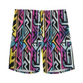 Colorful Geometric Tribal Pattern Print Men's Athletic Shorts