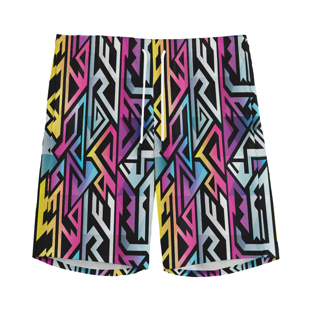 Colorful Geometric Tribal Pattern Print Men's Sports Shorts