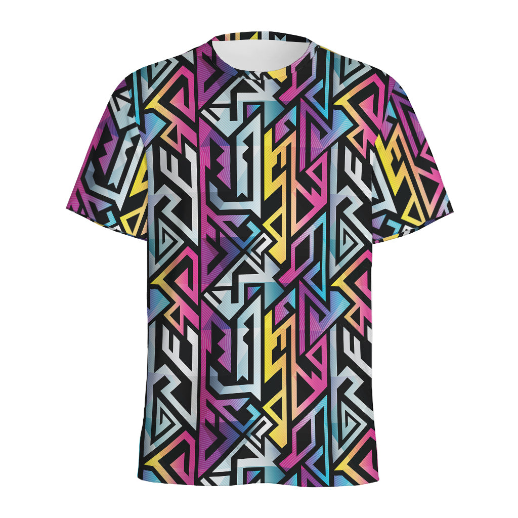 Colorful Geometric Tribal Pattern Print Men's Sports T-Shirt