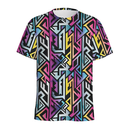 Colorful Geometric Tribal Pattern Print Men's Sports T-Shirt
