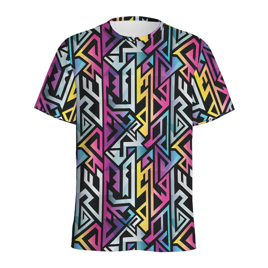 Colorful Geometric Tribal Pattern Print Men's Sports T-Shirt