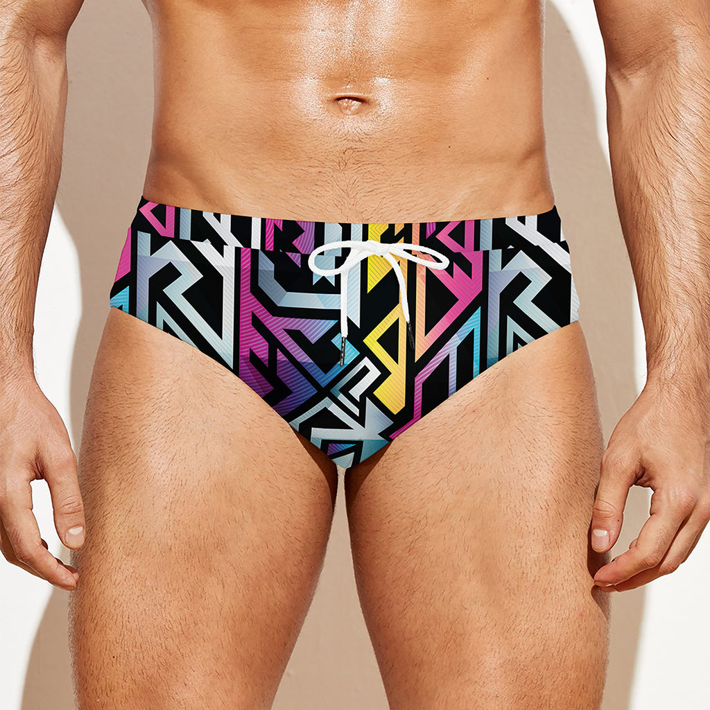 Colorful Geometric Tribal Pattern Print Men's Swim Briefs