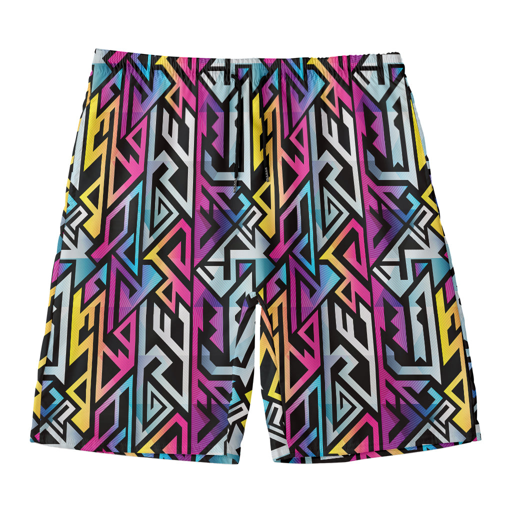 Colorful Geometric Tribal Pattern Print Men's Swim Trunks