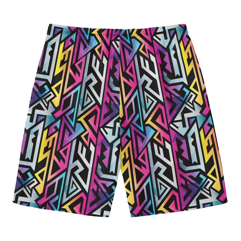 Colorful Geometric Tribal Pattern Print Men's Swim Trunks