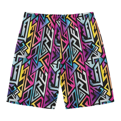 Colorful Geometric Tribal Pattern Print Men's Swim Trunks