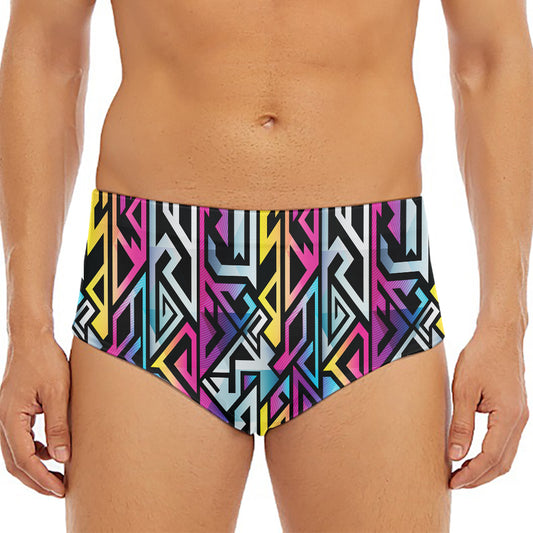 Colorful Geometric Tribal Pattern Print Men's Triangle Swim Briefs