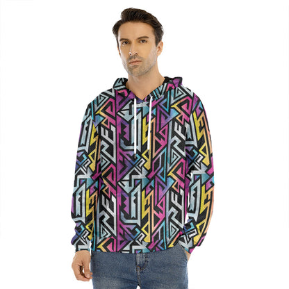 Colorful Geometric Tribal Pattern Print Men's Velvet Pullover Hoodie